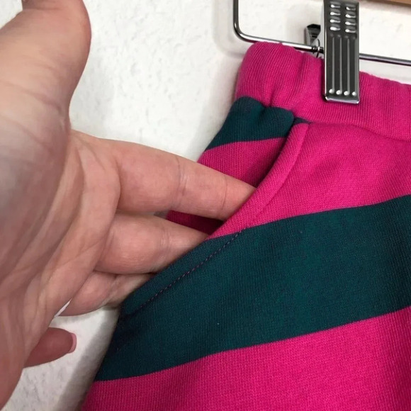 Mini Boden skirt magenta pink & gray stripe sweatshirt material size 4-5 years - Picture 8 of 10